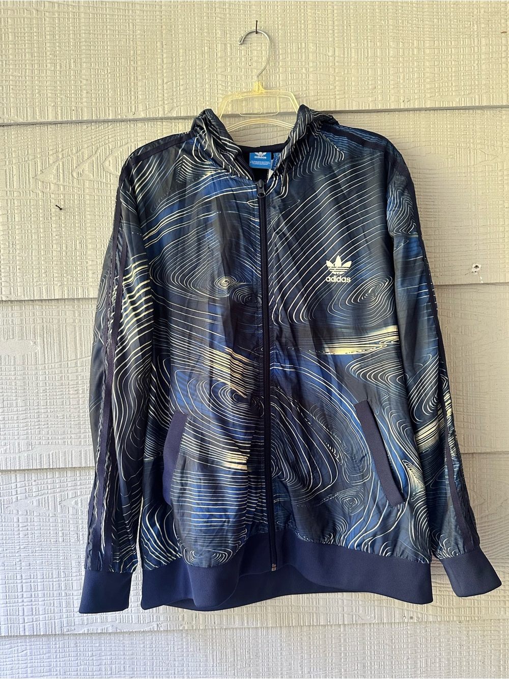 Adidas "Blue Geology" Women’s Hooded Windbreaker Jacket~XL